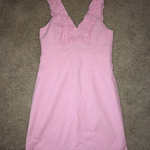 Lilly Pulitzer PHOEBE Ruffle Seersucker Pink Dress - Picture 1 of 6